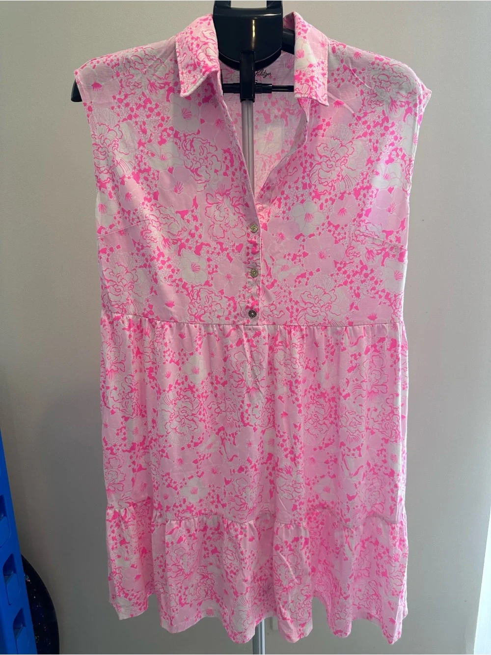 Lilly Pulitzer Pink Floral Sleeveless Tiered Dress
